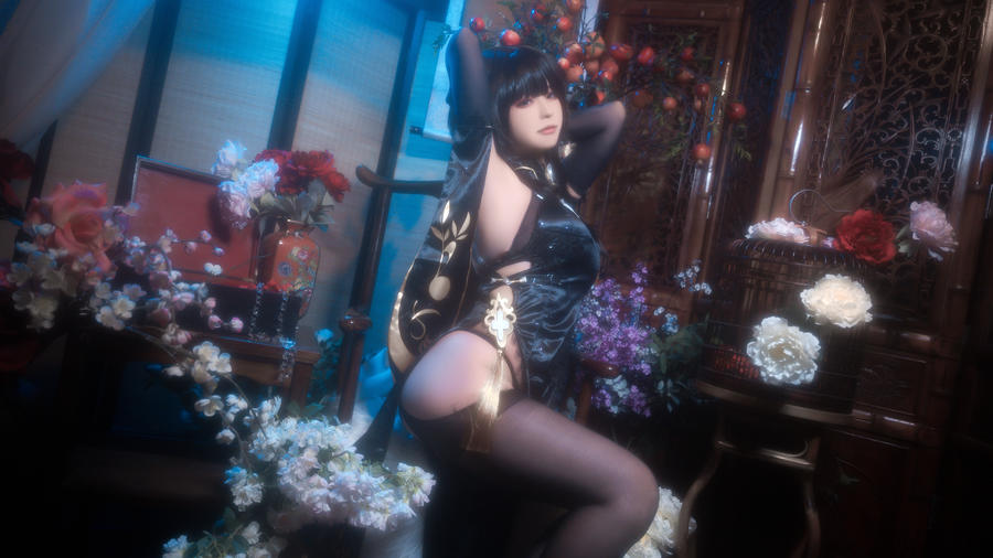 Quan冉有点饿cos碧蓝航线镇海旗袍