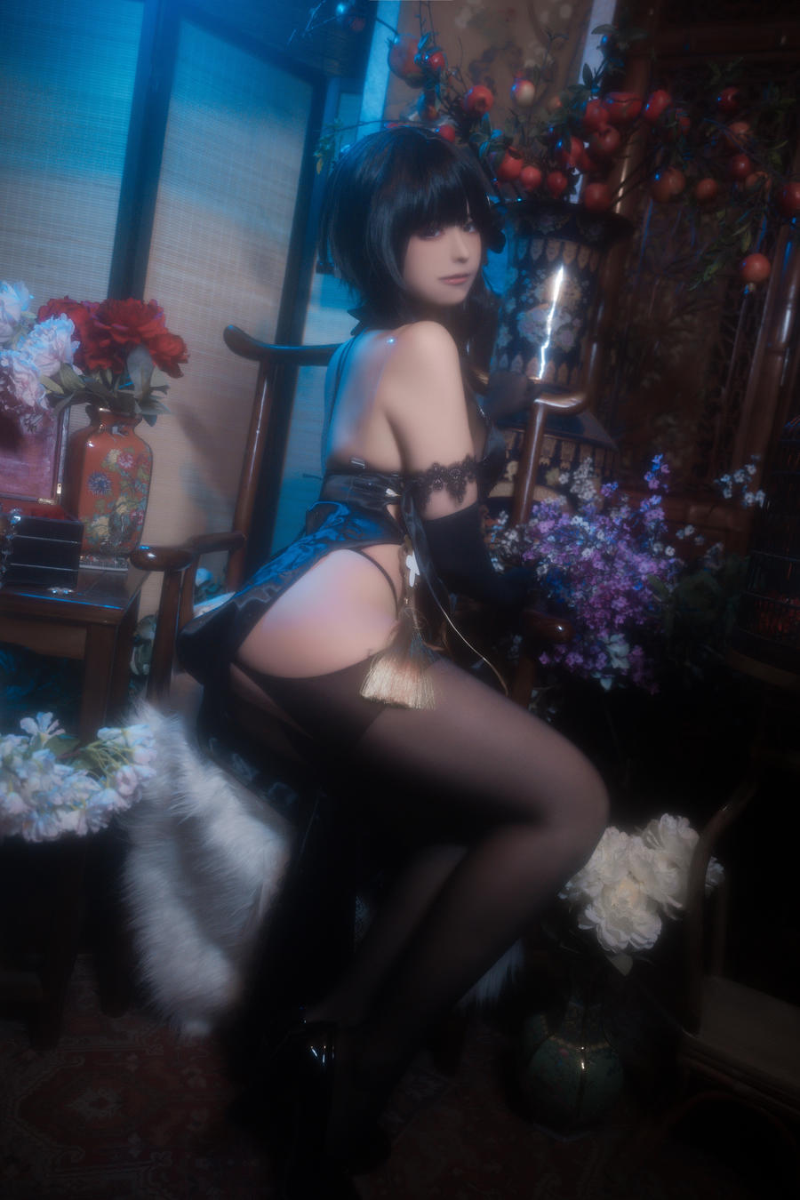 Quan冉有点饿cos碧蓝航线镇海旗袍