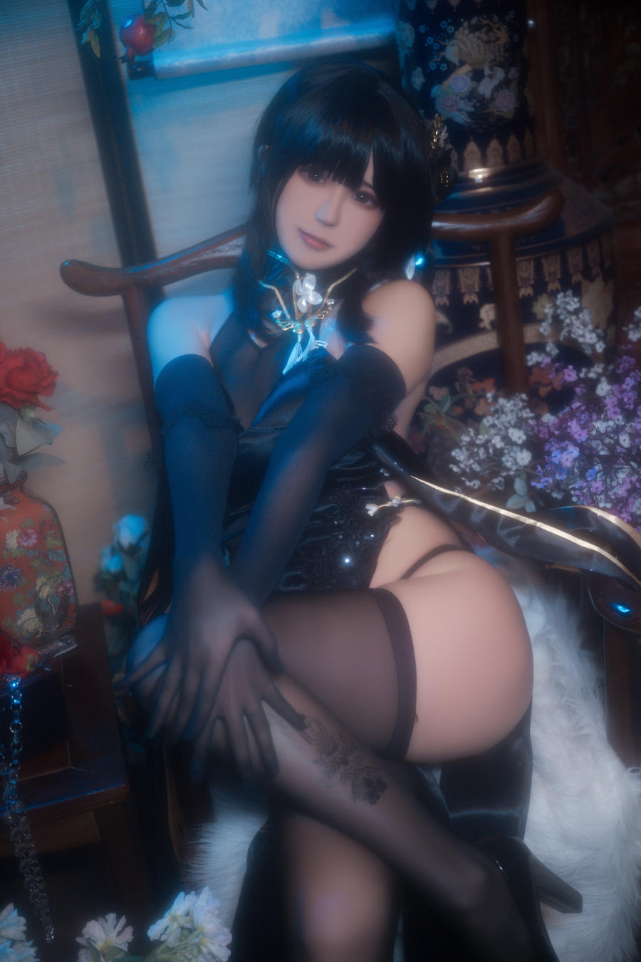 Quan冉有点饿cos碧蓝航线镇海旗袍